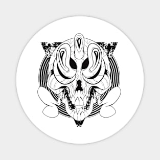 Crazy skull Black and white Magnet